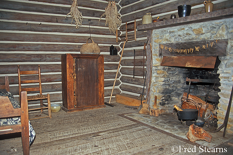Fort Boonesborough Cabin Interior - Fireplace
