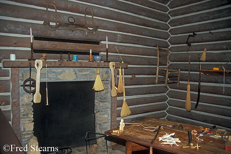 Fort Boonesborough Cabin Interior - Fireplace